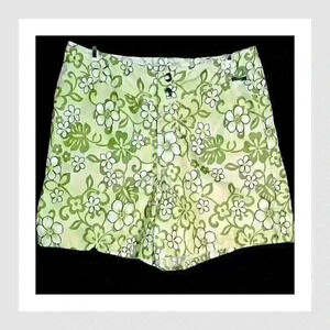 CHICO'S Vintage Casual Woman's TROPICAL Lightweight GREEN FLORAL Shorts size 11